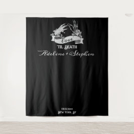 Gothic Skeleton Liebe bis zum Hintergrund der Hoch Wandteppich