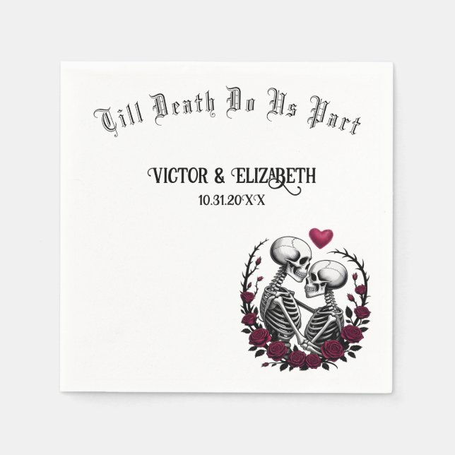 Gothic Skeleton Liebhaber bis zum Tod tun uns Teil Serviette (Vorderseite)
