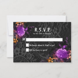Gothic Skeleton Lila Floral Halloween Hochzeit RSVP Karte
