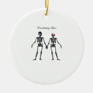 Gothic Skeleton Paar (Weiß) Klassisch Keramik Ornament