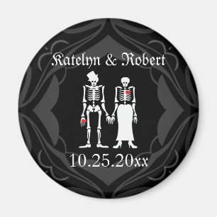 Gothic-Skelett-Braut & Bräutigam Save-the-Date-Mag Magnet