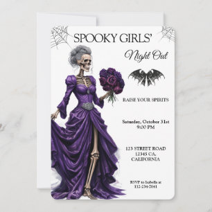 Gothic-Skelett-Halloween-Mädchen-Abend-Purple R Einladung