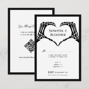 Gothic Skelett Hände Bis Zum Tod QR Code Hochzeit RSVP Karte