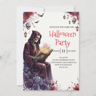 Gothic-Skelett-Mann-Halloween-Party-Einladung Einladung