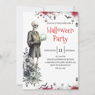 Gothic-Skelett-Mann-Halloween-Party-Einladung Einladung