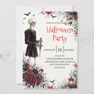 Gothic-Skelett-Mann-Halloween-Party-Einladung Einladung
