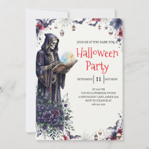 Gothic-Skelett-Mann-Halloween-Party-Einladung Einladung