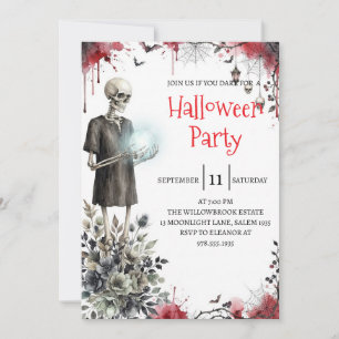 Gothic-Skelett-Mann-Halloween-Party-Einladung Einladung