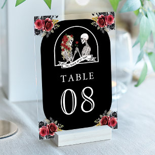 Gothic-Skelett-Paar Schwarze Hochzeit Tischnummer