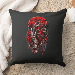 Gothic Skeletthände rote Rosen Halloween Horror D Kissen