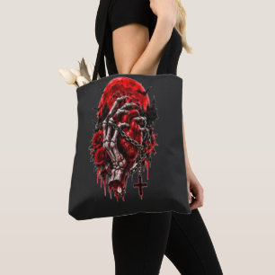 Gothic Skeletthände rote Rosen Halloween Horror D Tasche