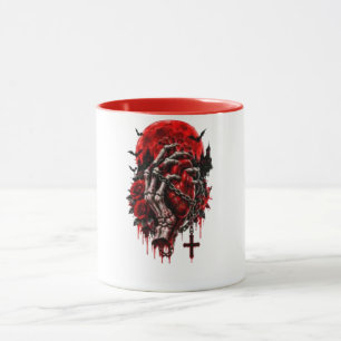 Gothic Skeletthände rote Rosen Halloween-Horror-D Tasse