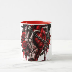 Gothic Skeletthände rote Rosen Halloween Horror D Tasse