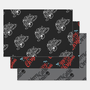 Gothic Skull and Dragon Frohe Weihnachtsgeschenkpa Geschenkpapier Set