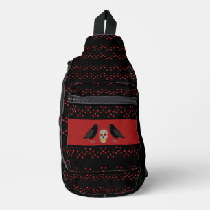 Gothic Skull and Guardian Ravens Halloween Crossbody Bag