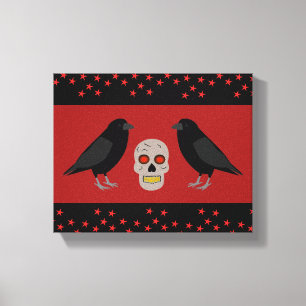 Gothic Skull and Guardian Ravens Halloween Leinwanddruck