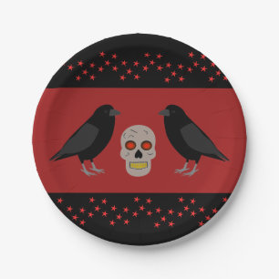 Gothic Skull and Guardian Ravens Halloween Pappteller