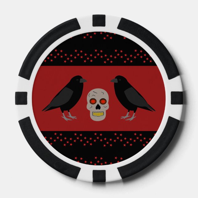 Gothic Skull and Guardian Ravens Halloween Pokerchips (Vorderseite)