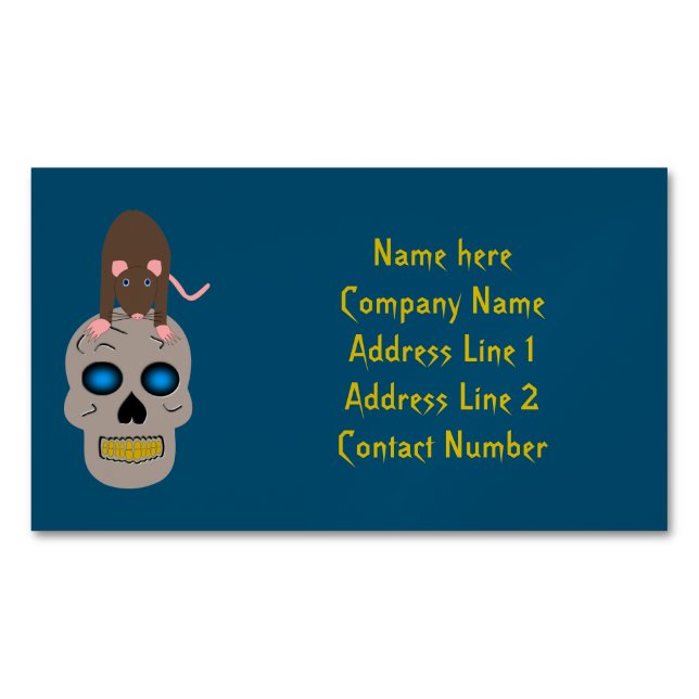 Gothic Skull and Rat Halloween Custom Magnetische Visitenkarte (Vorderseite)