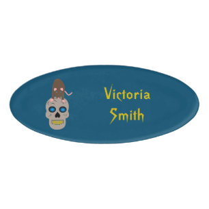 Gothic Skull and Rat Halloween Custom Namenschild