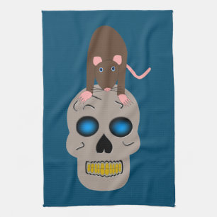 Gothic Skull and Rat Halloween Geschirrtuch
