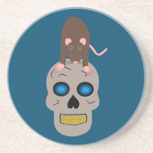 Gothic Skull and Rat Halloween Getränkeuntersetzer