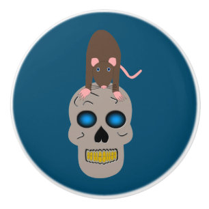 Gothic Skull and Rat Halloween Keramikknauf