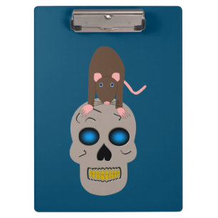 Gothic Skull and Rat Halloween Klemmbrett