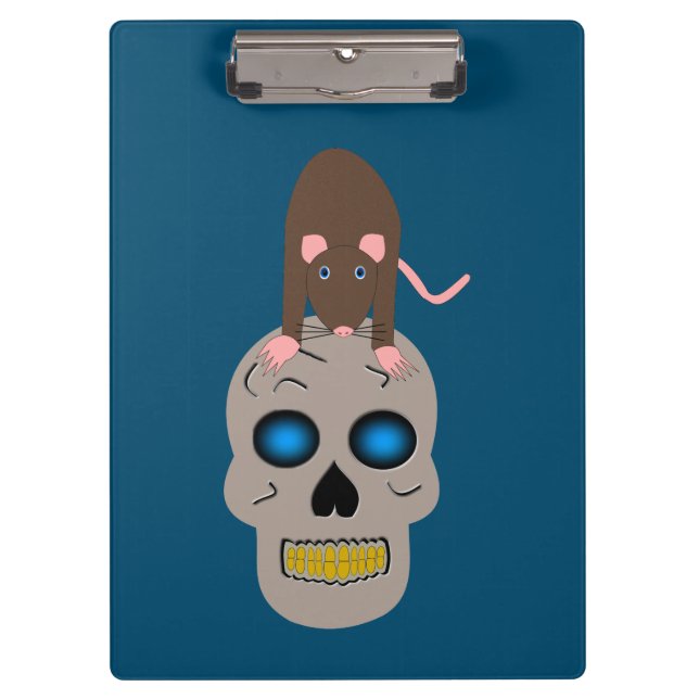 Gothic Skull and Rat Halloween Klemmbrett (Vorderseite)