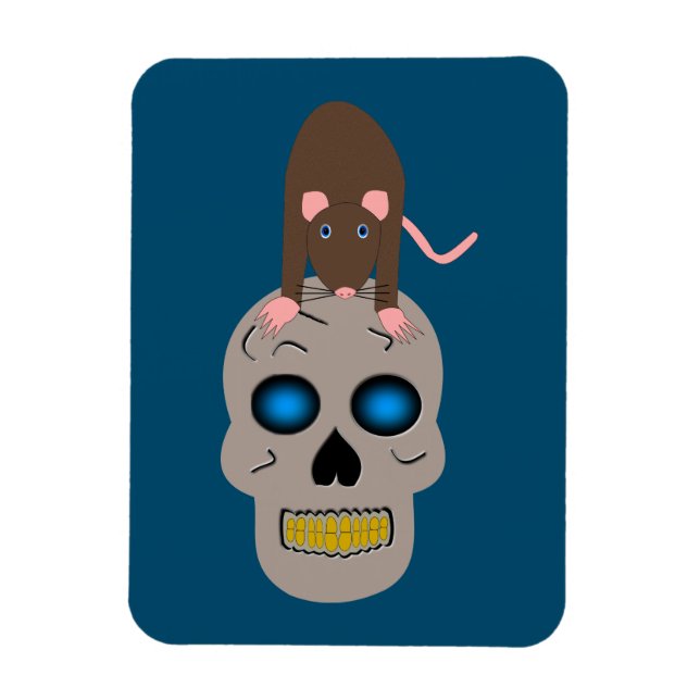 Gothic Skull and Rat Halloween Magnet (Vertikal)