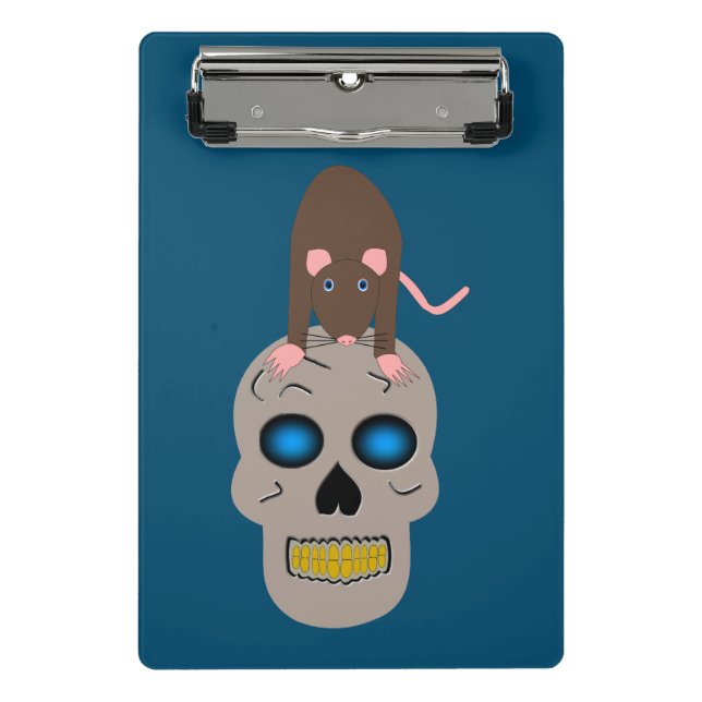 Gothic Skull and Rat Halloween Mini Klemmbrett (Vorderseite)