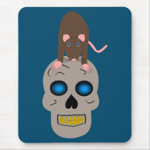 Gothic Skull and Rat Halloween Mousepad