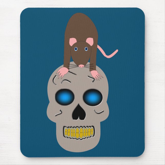 Gothic Skull and Rat Halloween Mousepad (Vorne)