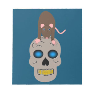 Gothic Skull and Rat Halloween Notizblock
