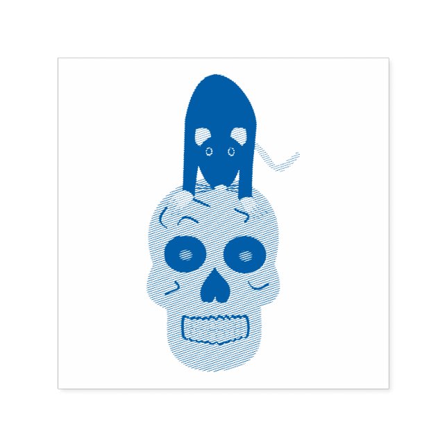 Gothic Skull and Rat Halloween Permastempel (Design)