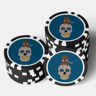 Gothic Skull and Rat Halloween Pokerchips