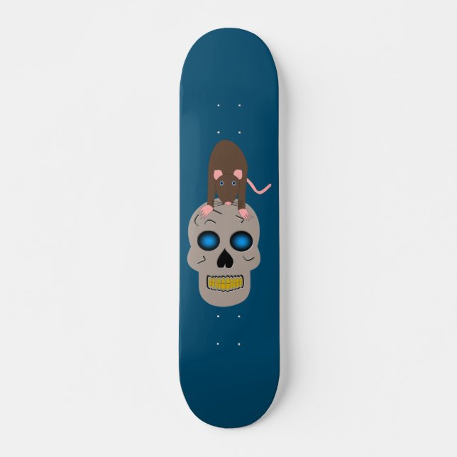 Gothic Skull and Rat Halloween Skateboard (Vorne)