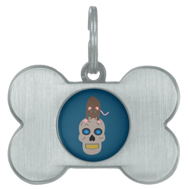 Gothic Skull and Rat Halloween Tiermarke (Vorderseite)