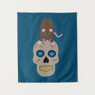 Gothic Skull and Rat Halloween Wandteppich