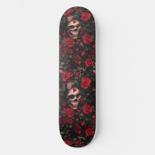 Gothic Skull and Rose Macabre Skateboard