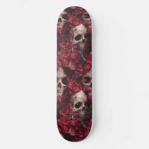 Gothic Skull and Rose Macabre Skateboard