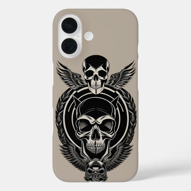 Gothic Skull Artwork mit aufwändigen Details iPhone 16 Hülle (Rückseite)