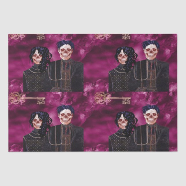 Gothic Skull Bauer Tiled Decoupage Seidenpapier (Vorderseite)