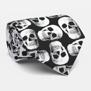 Gothic Skull Beängstigend Schwarz-Weiß-Muster De Krawatte