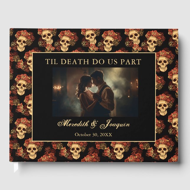 Gothic Skull bis zum Tod tun uns Teil maßgeschneid Gästebuch (Vorderseite)