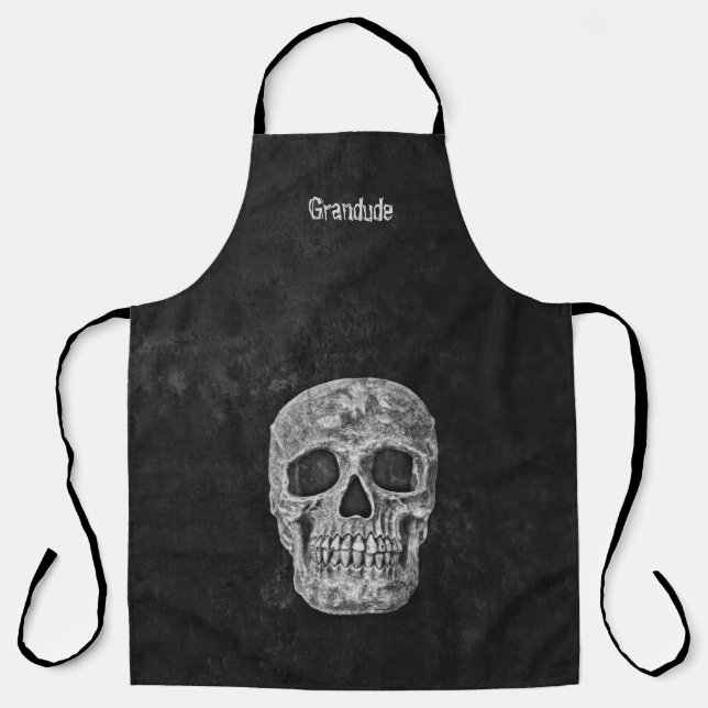 Gothic Skull Black and White Großvater Grandude Schürze (Vorderseite)