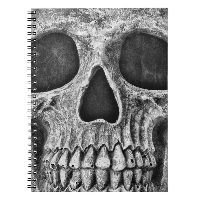 Gothic Skull Black and White Grunge Cool Notizblock (Vorderseite)
