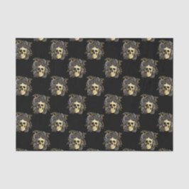 Gothic Skull Black & Gold Rose Glitzer Seidenpapier