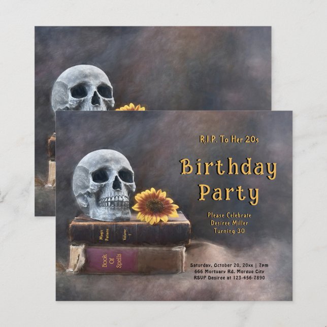 Gothic Skull Budget Sonnenblumen RIP zu ihren 20er (Vorne/Hinten)