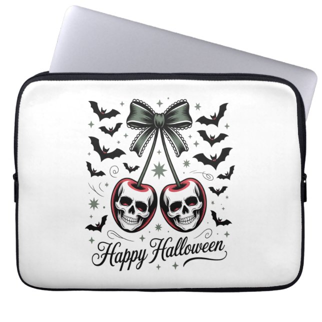 Gothic Skull Cherry Halloween Laptopschutzhülle (Vorderseite)